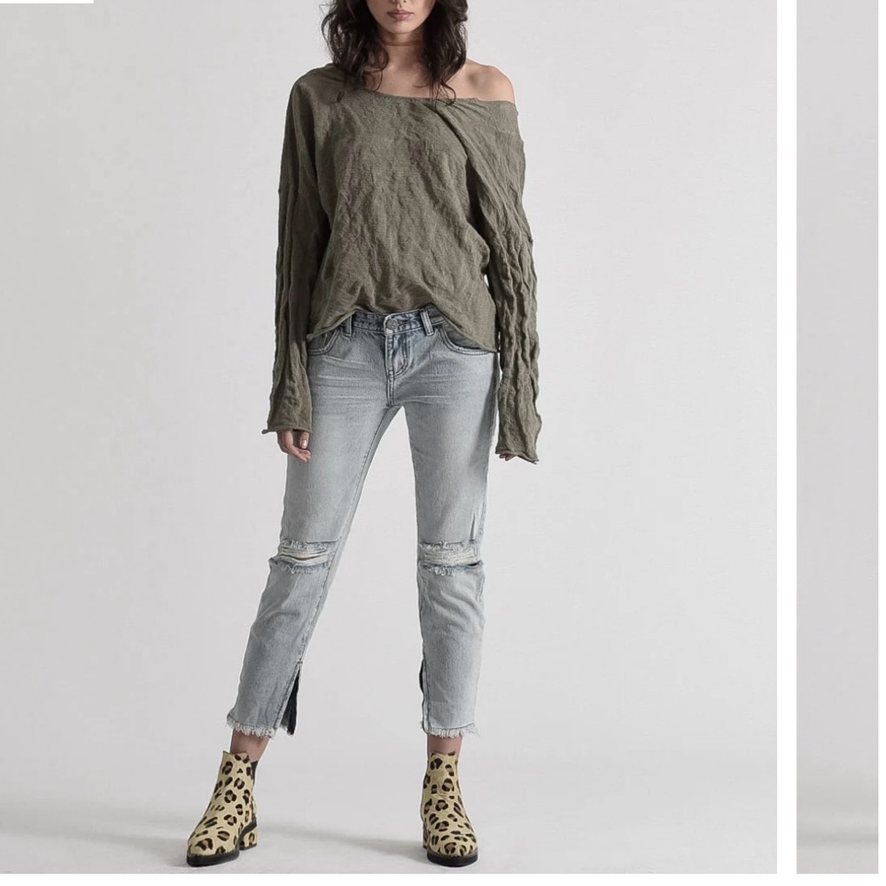 One Teaspoon High Waist Freebirds Light Blue Distressed Women Jeans